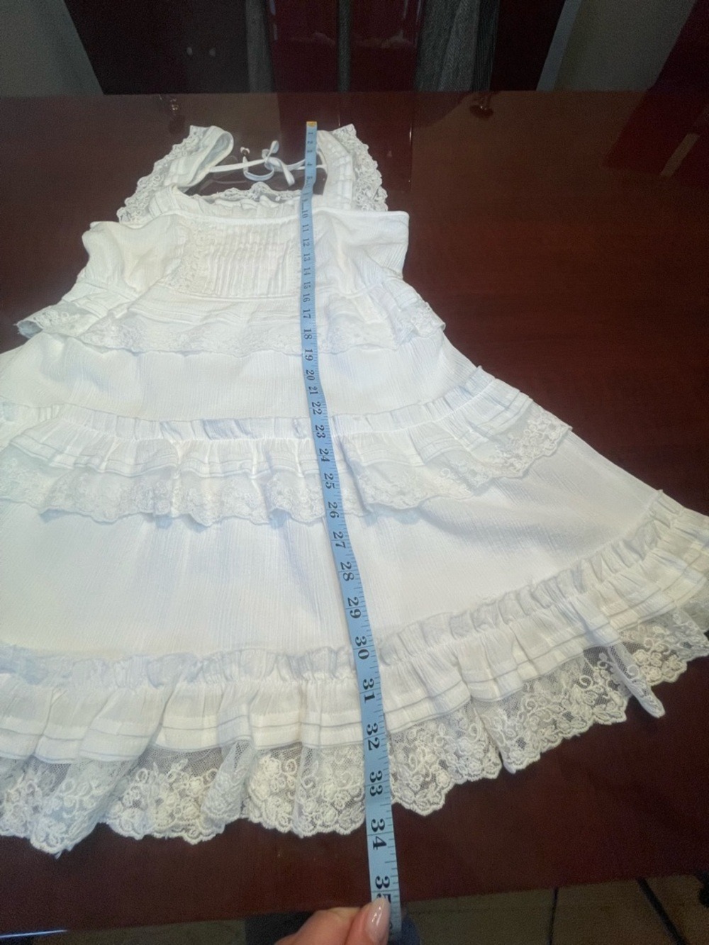 Altar'd State White Cotton Lace Tiered Mini Dress Cottagecore Sz S Coquette New - Picture 6 of 10